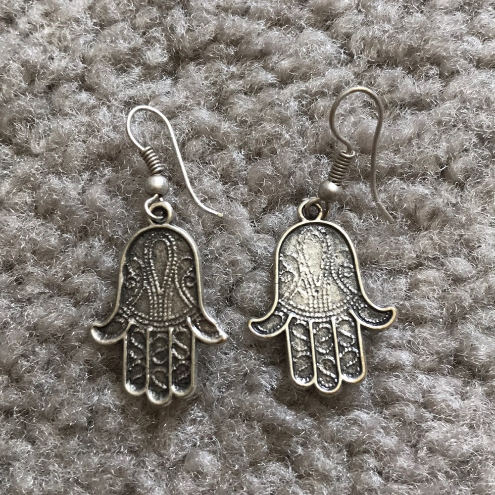 Silver Hamsa Earrings